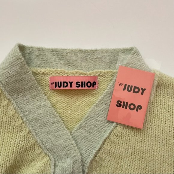 SOLD YesStyle V-Neck Two-Tone Green Knit Button-Up Trendy Cardigan - Picture 8 of 16